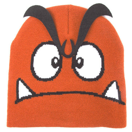 Super Mario Goomba Beanie Hat with 3D Eyebrows - GeekCore