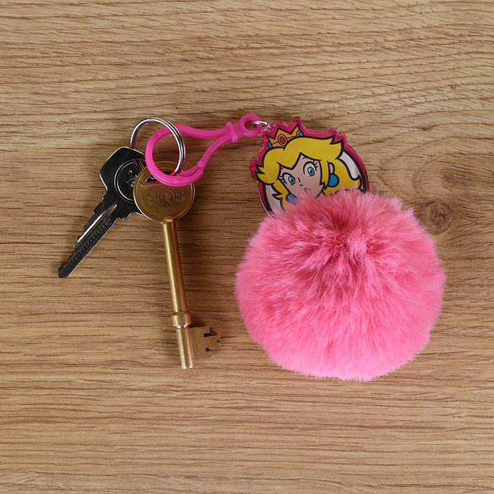 Super Mario Princess Peach Pom Pom Keychain - GeekCore