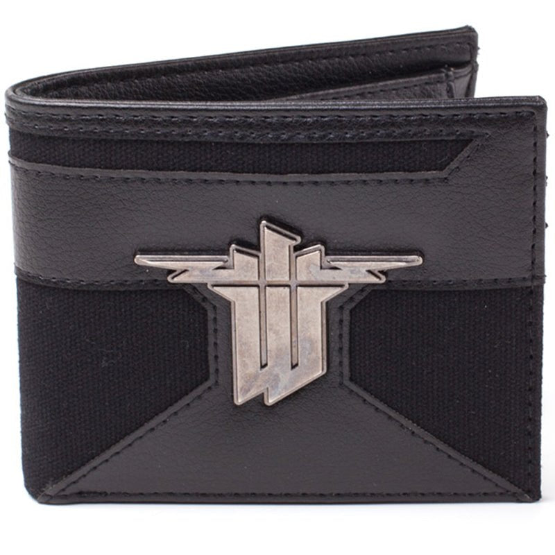 Wolfenstein Bi - Fold Wallet with Metal Badge Logo - GeekCore