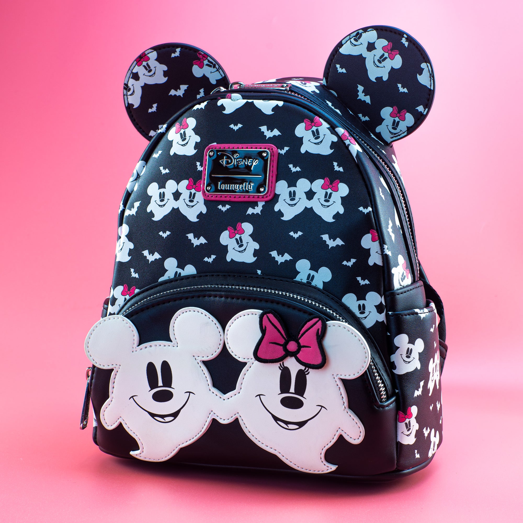 Loungefly x Disney Ghost Mickey and Minnie Glow in the Dark Print Mini Backpack
