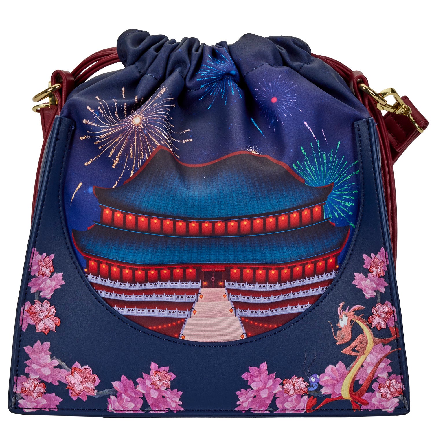 Loungefly x Disney Mulan Castle Cinch Sack Crossbody Bag